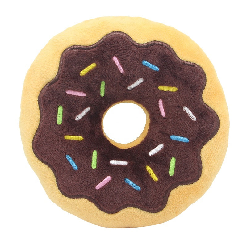 Pet Plush Doughnut Chew Toy