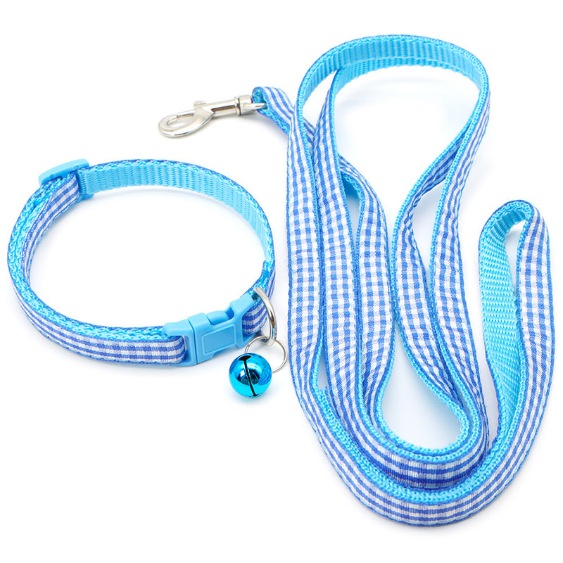 Plaid Small Dog Adjustable Nylon Leash Set