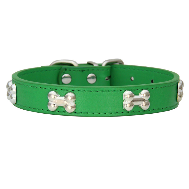 PU Leather Dog Collar Bone Studs