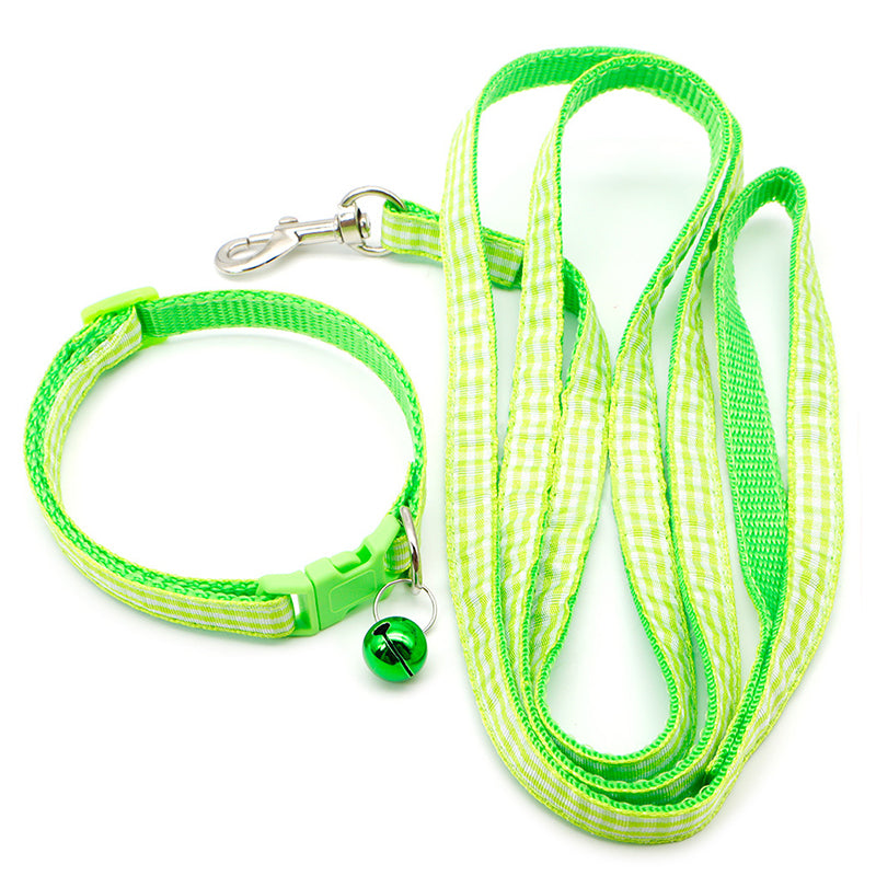 Plaid Small Dog Adjustable Nylon Leash Set