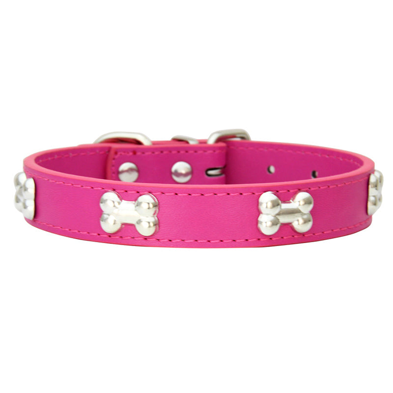 PU Leather Dog Collar Bone Studs