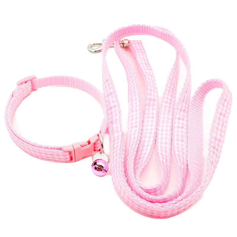 Plaid Small Dog Adjustable Nylon Leash Set