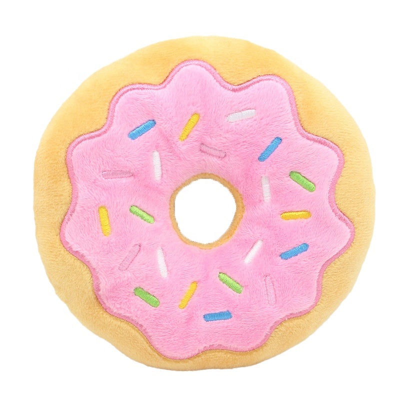 Pet Plush Doughnut Chew Toy