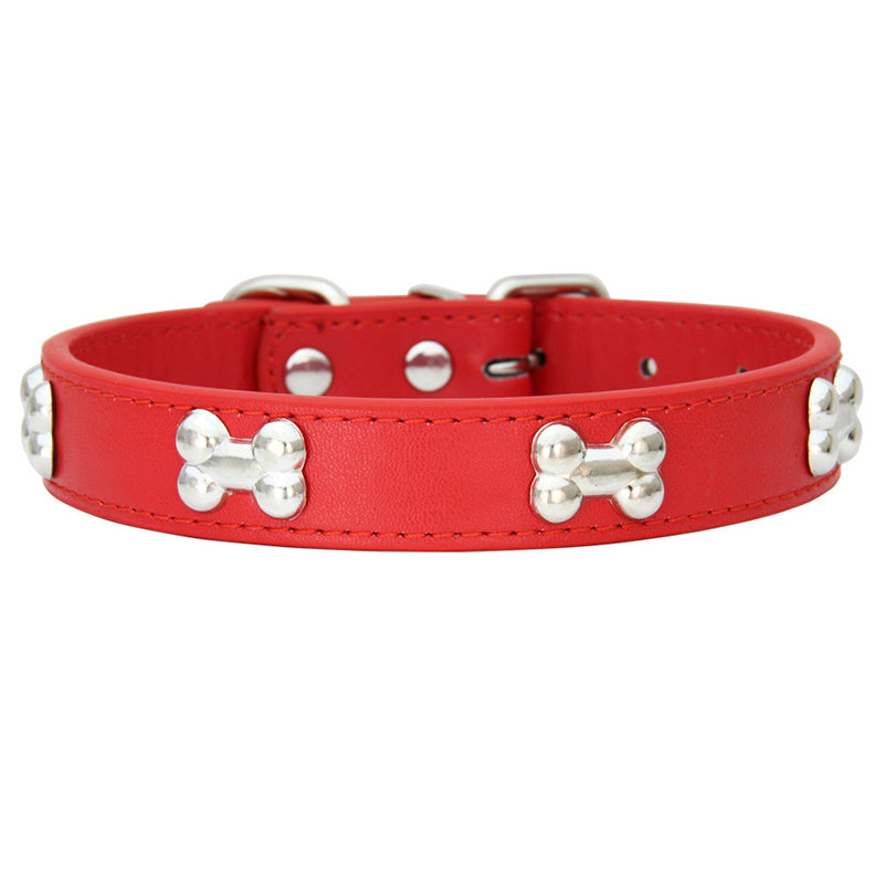 PU Leather Dog Collar Bone Studs