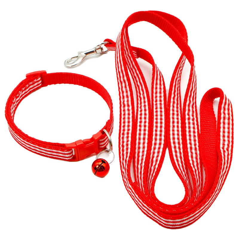 Plaid Small Dog Adjustable Nylon Leash Set
