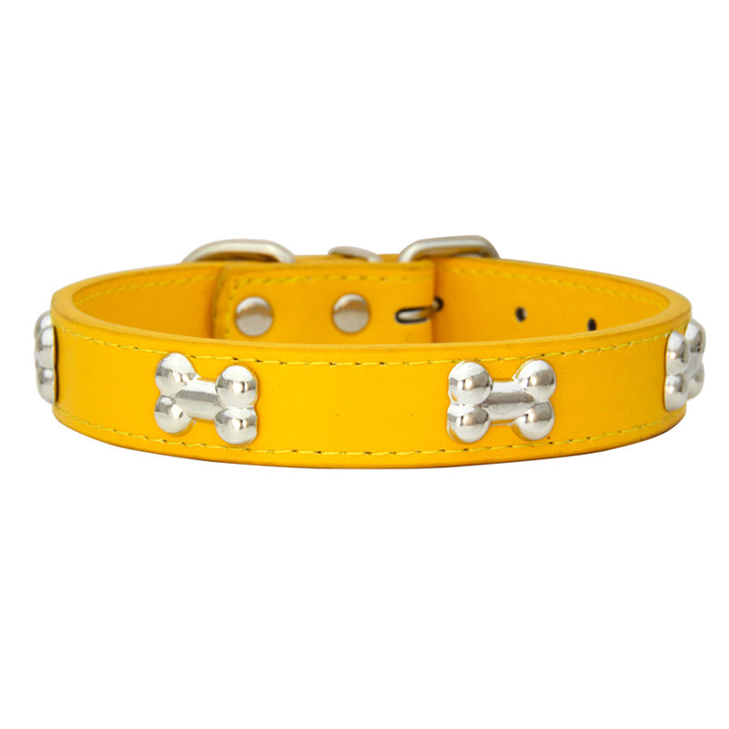PU Leather Dog Collar Bone Studs