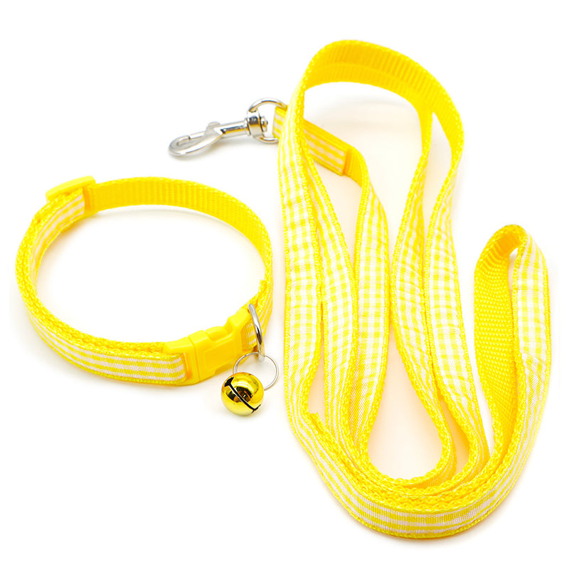 Plaid Small Dog Adjustable Nylon Leash Set